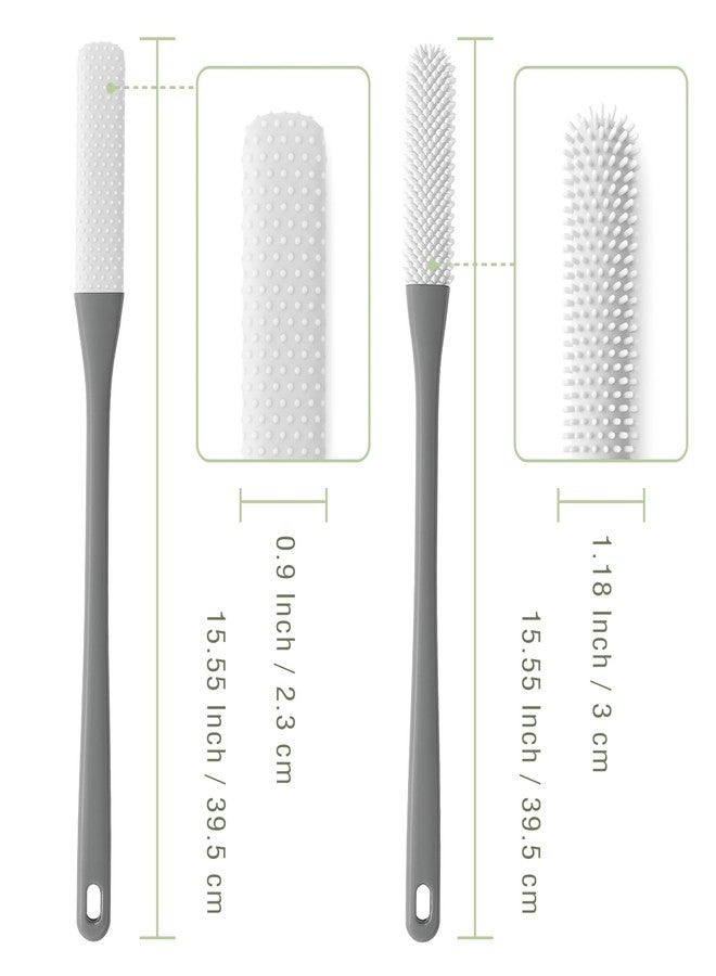 Brvlsoc 2-Pack Toe Cleaning Brush with Long Handle – Foot Scrubber & Exfoliating Anti-Itch Brush for Seniors, Pregnant Women, Men & Women (Grey) - Image 2